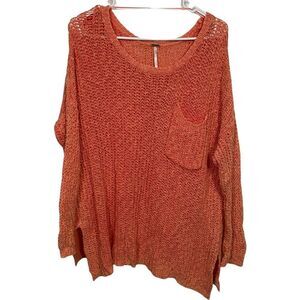 Free People Oversized Chunky Knit Coral Sweater